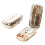 Pastillero Con Cortador 1/2 Y Organizador Portátil Beige