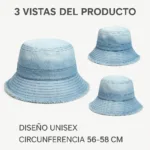 Sombrero Bucket Mezclilla Degradado Urbano Estilo Vintage - Imagen 7