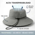 Sombrero Pescador Outdoor Malla Transpirable Playa Ala Ancha - Imagen 3