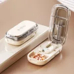 Pastillero Con Cortador 1/2 Y Organizador Portátil Beige - Imagen 4