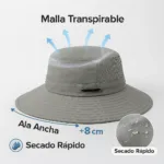 Sombrero Pescador Outdoor Malla Transpirable Playa Ala Ancha - Imagen 4
