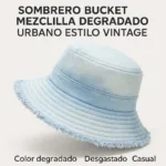 Sombrero Bucket Mezclilla Degradado Urbano Estilo Vintage - Imagen 5