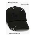 Jockey Urbano Rasgado Hip Hop Vintage Ajustable Con Argollas - Imagen 4