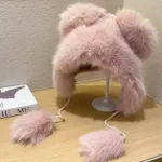 Gorro Felpa Kawaii Mujer Termico Con Orejas De Oso - Imagen 8