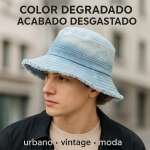 Sombrero Bucket Mezclilla Degradado Urbano Estilo Vintage - Imagen 2