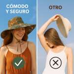 Sombrero Playa Mujer Floral Estilo Tropical Con Ala Ancha - Imagen 4