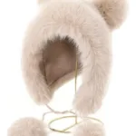 Gorro Felpa Kawaii Mujer Termico Con Orejas De Oso - Imagen 7