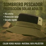 Sombrero Pescador Outdoor Ala Ancha Protección Solar Adulto - Imagen 4