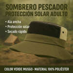 Sombrero Pescador Outdoor Ala Ancha Protección Solar Adulto - Imagen 4