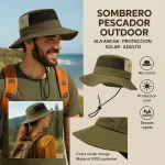 Sombrero Pescador Outdoor Ala Ancha Protección Solar Adulto - Imagen 2