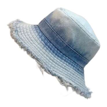 Sombrero Bucket de Mezclilla Degradado Borde Deshilachado Unisex