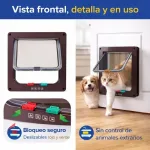 Puerta Mascotas Abatible Con 4 Modos De Bloqueo Y Acceso - Imagen 7