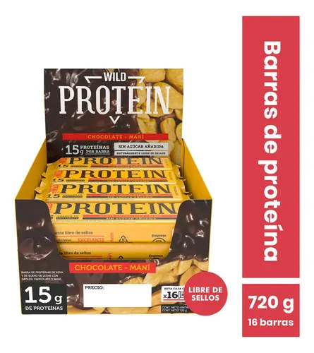 D_849454-MLC80312252058_112024-O.jpg Wild Protein - Chocolate Maní 16 Unidades - Envio Gratis - Imagen 1