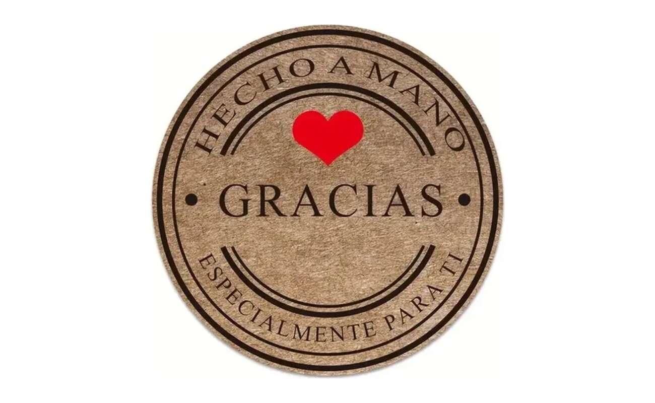 Etiquetas Adhesivas Gracias Hecho a Mano 25 mm Rollo 500 Unidades