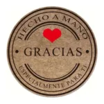 Etiquetas Adhesivas Gracias Hecho a Mano 25 mm Rollo 500 Unidades