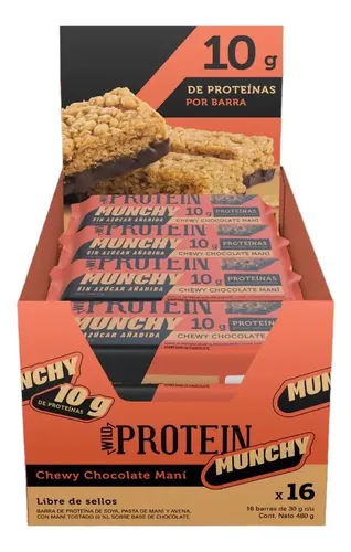 D_811352-MLC78003878428_082024-O.webp Wild Foods Munchy Chocolate Maní Barritas De Proteína 10g - Imagen 1