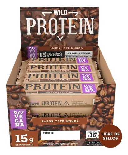 D_813868-MLC79371976820_092024-O.webp Wild Protein Vegana Mokka Barra De Proteina - 16 Unidades - Imagen 1