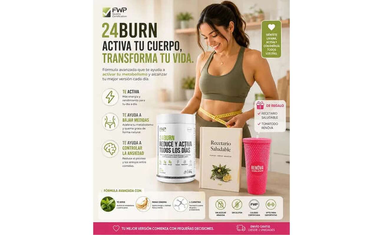 24 Burn Suplemento en Polvo Té Verde y Ginseng Limón 500 g