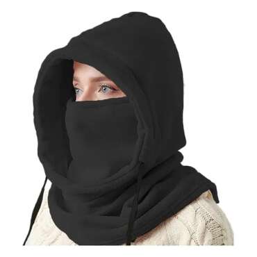 Pasamontañas Polar con Capucha y Cuello Térmico Unisex Negro