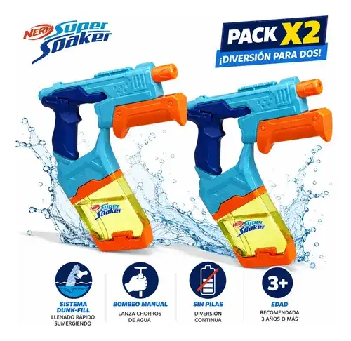 756770-MLC116390998247_082026 Pistolas de Agua Nerf Super Soaker Pack 2 Recarga Rápida - Imagen 1