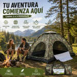Carpa Camping 3 Personas con Mosquitero y Protección UV - Imagen 4