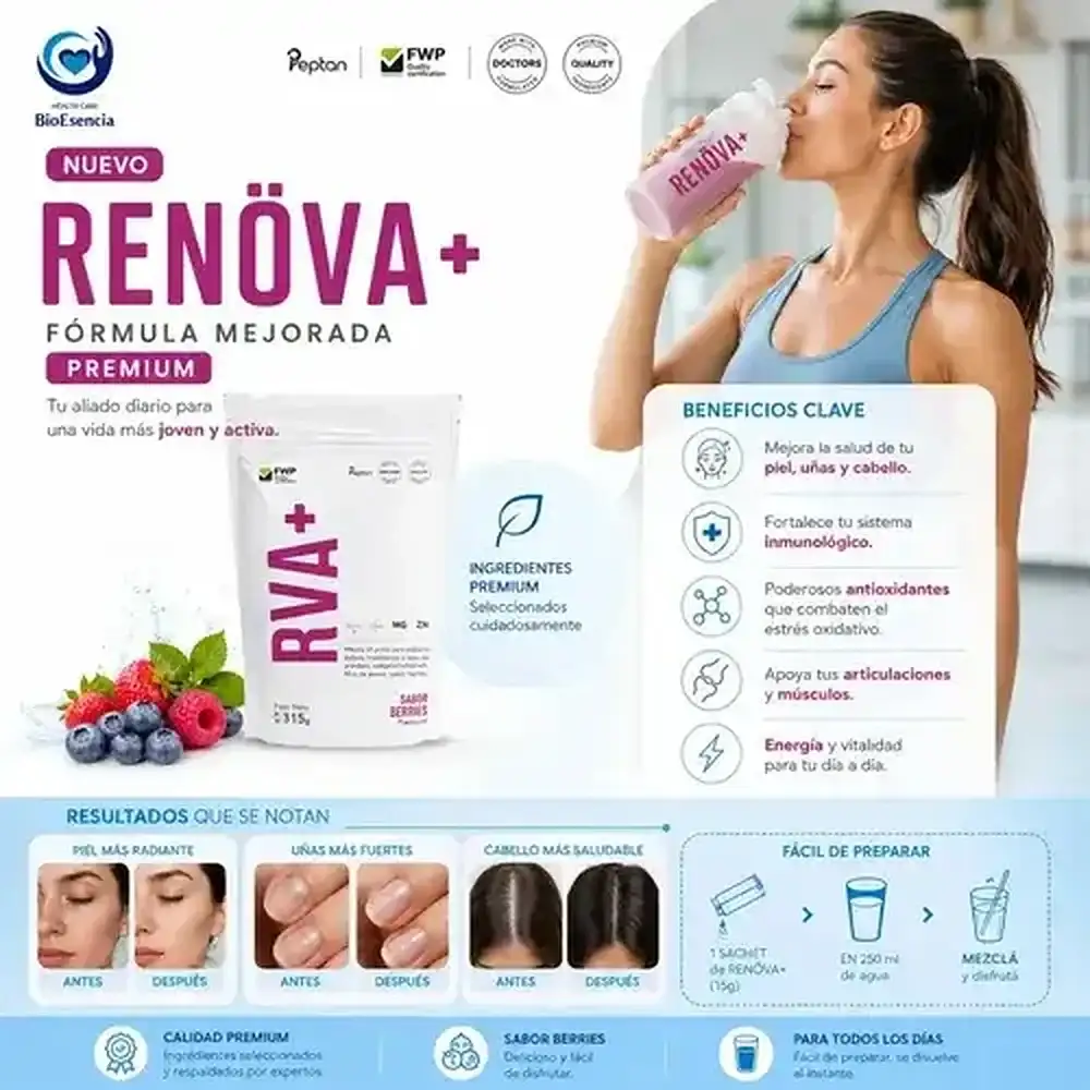 Colágeno Hidrolizado Renova Vitamina C y Zinc Berries 315 g