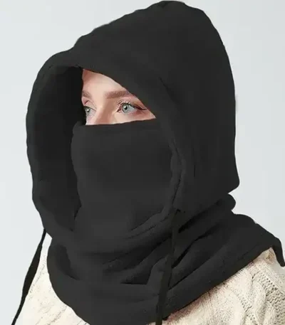 Pasamontañas Polar con Capucha y Cuello Térmico Unisex Negro