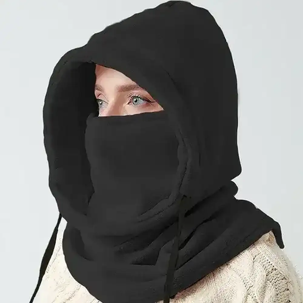 Pasamontañas Polar con Capucha y Cuello Térmico Unisex Negro