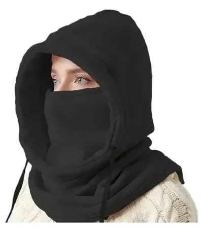 Pasamontañas Polar con Capucha y Cuello Térmico Unisex Negro