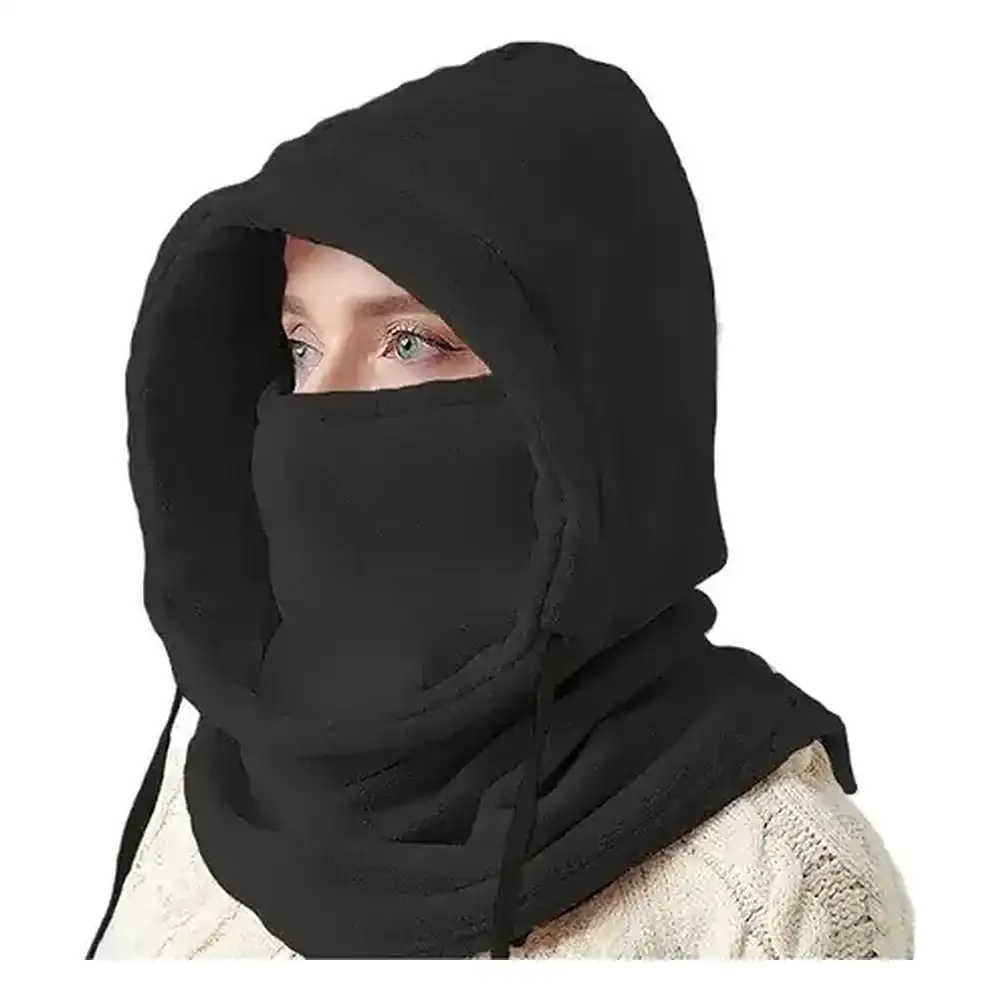 Pasamontañas Polar con Capucha y Cuello Térmico Unisex Negro