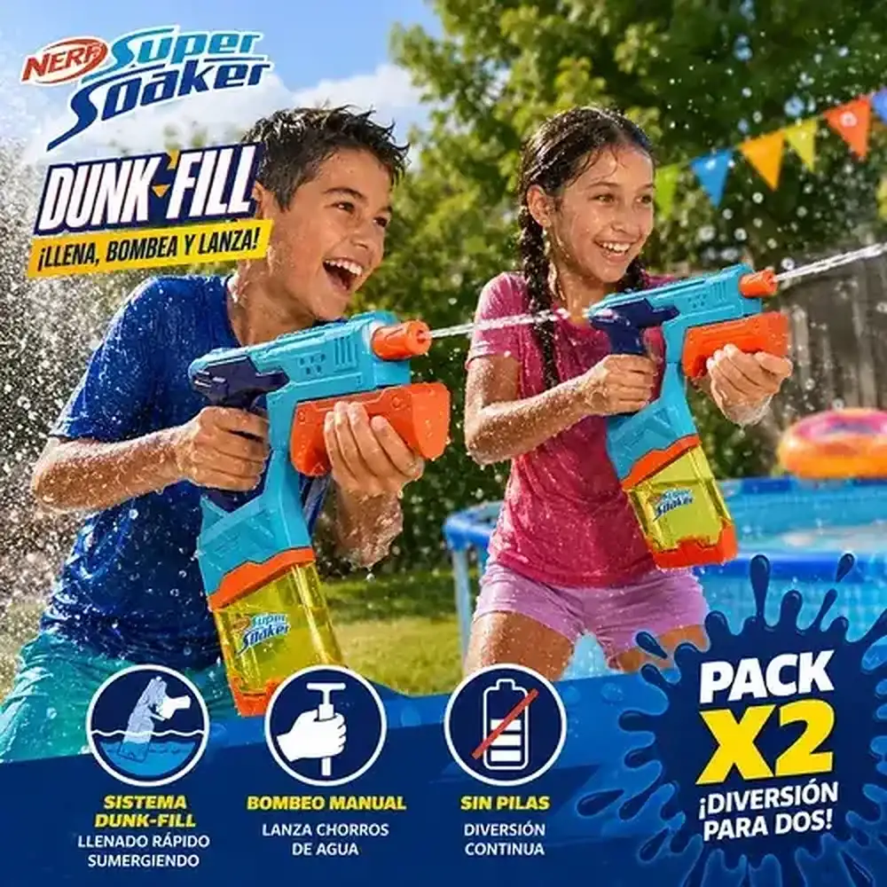 Pistolas de Agua Nerf Super Soaker Pack 2 Recarga Rápida